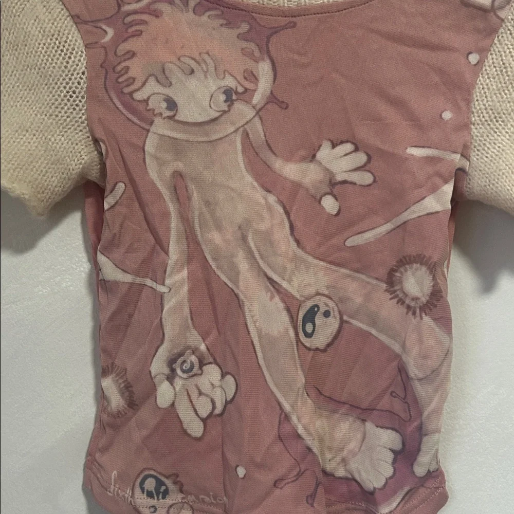 Sixth Dimension Lulu in Space Mesh Baby Tee pink XS - Picture 6 of 10